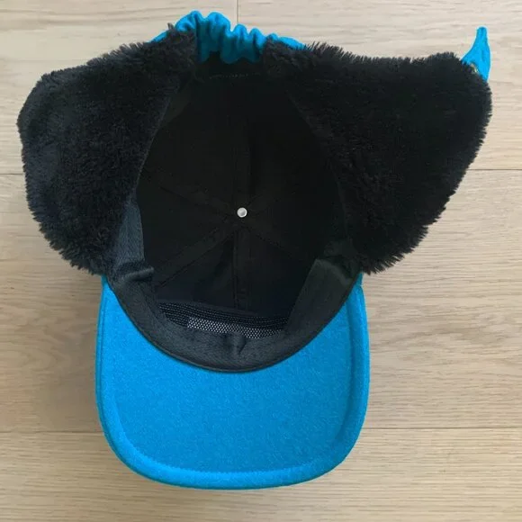 HOKA ONE ONE Wool Aviator Trapper Hat Blue Winter Ear Flap Ski Outdoor Cap - Picture 10 of 14